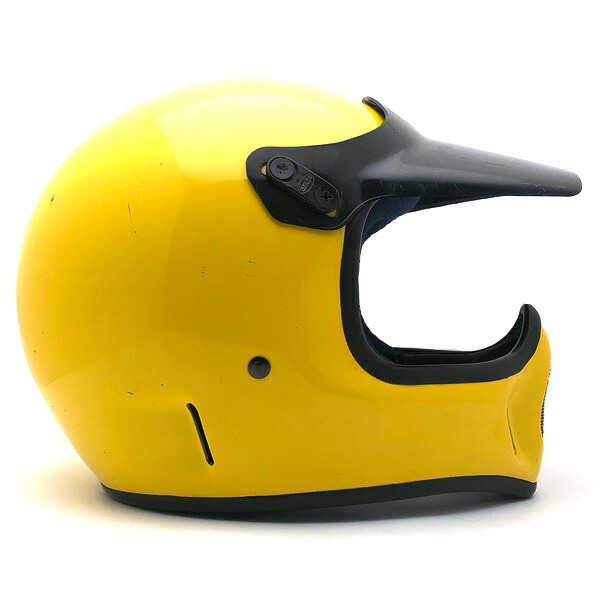 純然たるバイザー付 BELL MOTO4 YELLOW 59珊 【外国で直輸入中古品】フルフェイスヘルメット アメリカン オフロード モトクロス vmx ダートトラッカー トレール スクランブラー エンデューロ 呼びりん モト4 黄色 黄味がかった M～L大きさ