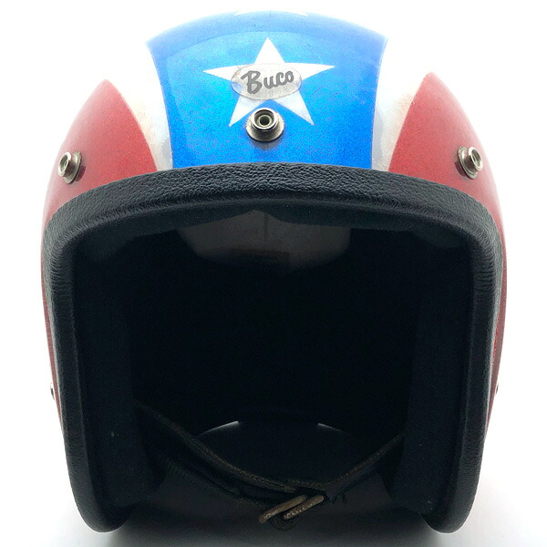【お通貨価値見直しました】BUCO GALAXY 59糎 【外国で直輸入中古品】スモールジェットヘルメット 明けっ広げ人間の顔 アメリカン ブコ 青色 青み 赤いこと 赤いこと 旗がしら亜米利加 天の河 星条旗 サンダーボルト 雷柄 M～L大きさ