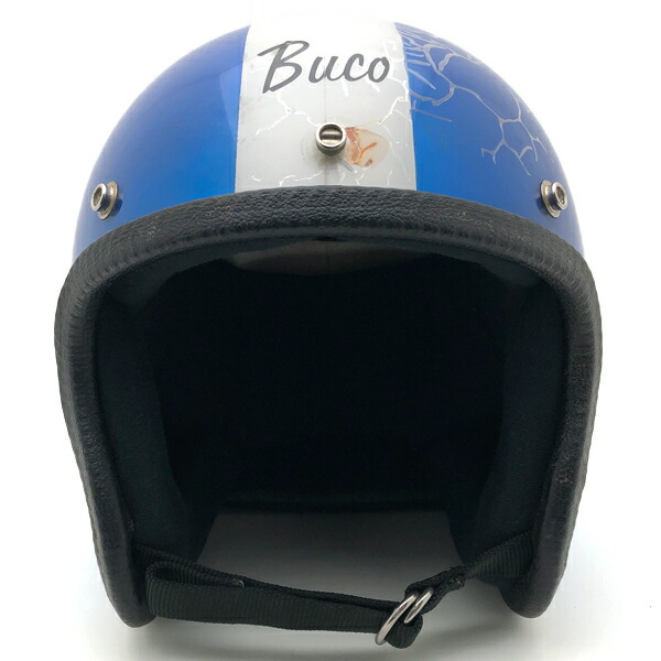 BUCO GT BLUE × WHITE 59糎 【外国で直輸入中古品】スモールジェットヘルメットオープンフェイスアメリカンブコブルー青み白いこと白いことM～L大きさ