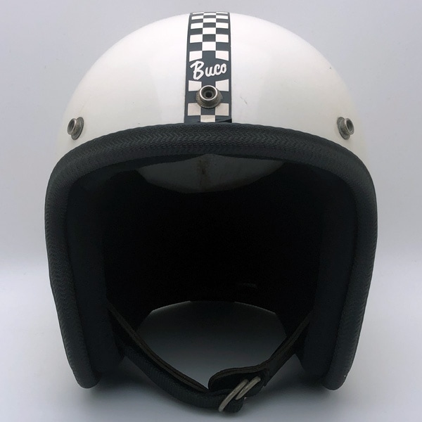 BUCO ENDURO CHECKER WHITE 59珊 【外国で直輸入中古品】スモールジェットヘルメット 開けはなし人間の顔 アメリカン ブコ エンデューロ 白いこと 白いこと チェッカー 柄 M～L大きさ