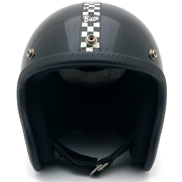BUCO ENDURO CHECKER BLACK 59cm 【海外直輸入中古品】スモールジェットヘルメット オープンフェイス アメリカン ブコ エンデューロ ブラック 黒色 チェッカー 柄 M～Lサイズ