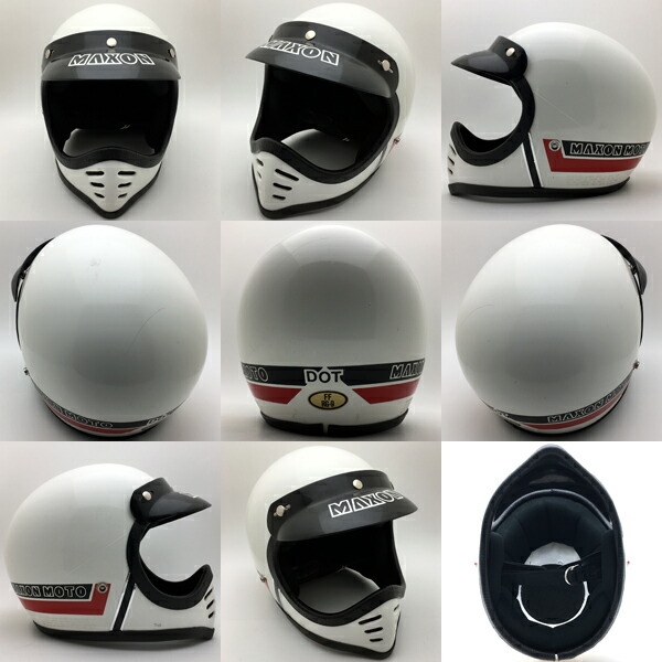 純正バイザー付 MAXON MOTO 57cm WHITE フルフェイスヘルメットオフ ...