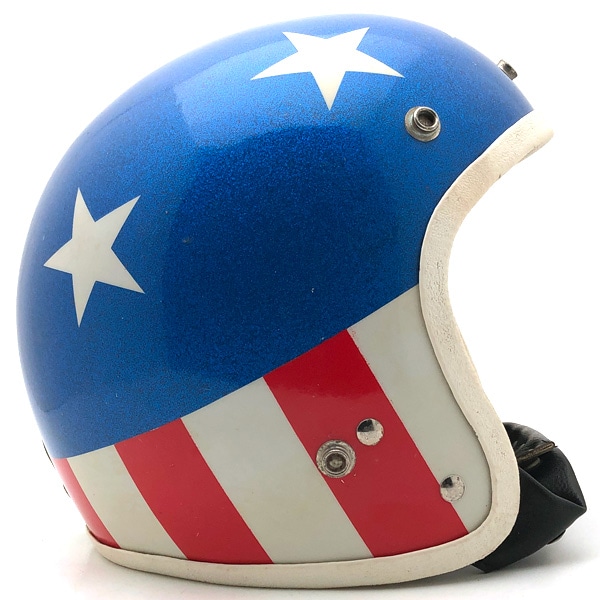60\u0027s W同盟罷業さあ美 CAPTAIN AMERICA 59糎 【外国で直輸入中古品】スモールジェットヘルメット 公々然たる人間の顔 アメリカン 赤いこと 赤いこと 青碧 青碧 旗がしら亜米利加 イージーライダー 星条旗 ピーター・フォンダ M～L大いさ