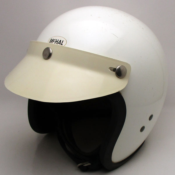 60's 純正バイザー付 McHAL WHITE 56cm 【海外直輸入中古品】スモールジェットヘルメットオープンフェイスアメリカンマックホールホワイト白色Sサイズ