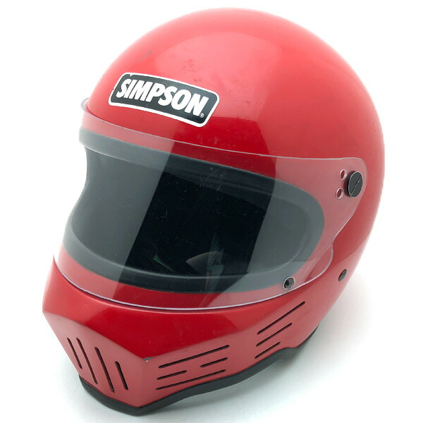 BHV遮蔽物付 SIMPSON M32 RED 60糎 【外国で直輸入中古品】フルフェイスヘルメット 族地獄 オンロード シンプソン model32 青写真32 赤いこと 赤いこと L大きさ