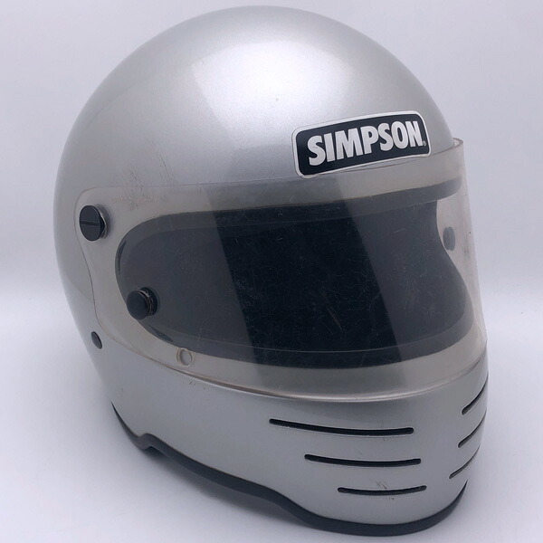 完全無欠遮蔽物付 SIMPSON M62 SILVER 58糎 【外国で直輸入中古品】フルフェイスヘルメット オフロード モトクロス vmx ダートトラッカー トレール スクランブラー エンデューロ シンプソン しろがね色 しろがね色 M大きさ