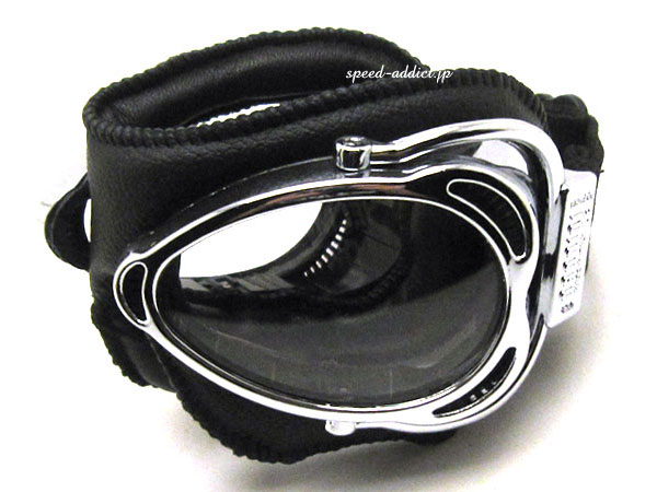 nannini Streetfighter GOGGLE（ナンニーニストリートファイターゴーグル）BLACK/CHROME × ANTI FOG CLEAR 黒ブラック2つ折りたたみメガネ二つ折り畳み眼鏡サングラスbiker shadeバイカーシェードジェットヘルメットオープンフェイス70s