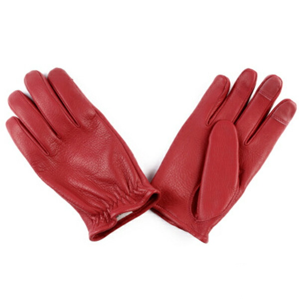 GMG DEER SKIN GLOVE ショートリスト GMG-07（GMGディアスキングローブショートリストGMG-07）RED レッド 赤 手袋 鹿革 鹿皮 ディアスキン 本革 レザー レザーグローブ 日本製 国産 powwow 高耐久 高品質 バイク乗り 防風 男女兼用