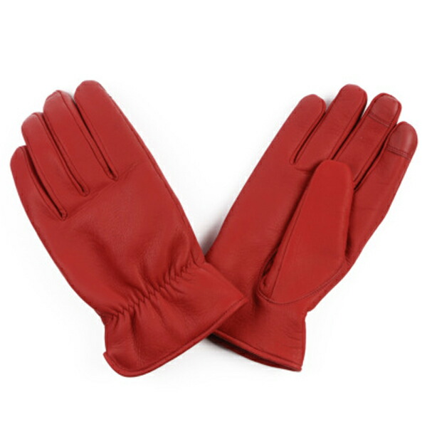 GMG DEER SKIN GLOVE THINSULATE GMG-11（GMGディアスキングローブシンサレートGMG-11）RED レッド 赤 手袋 レザーグローブ ウインターグローブ 鹿革 本皮 裏地あり 裏地有り 裏地付 国産 日本製 防風 防寒 タッチパネル対応 あたたかい