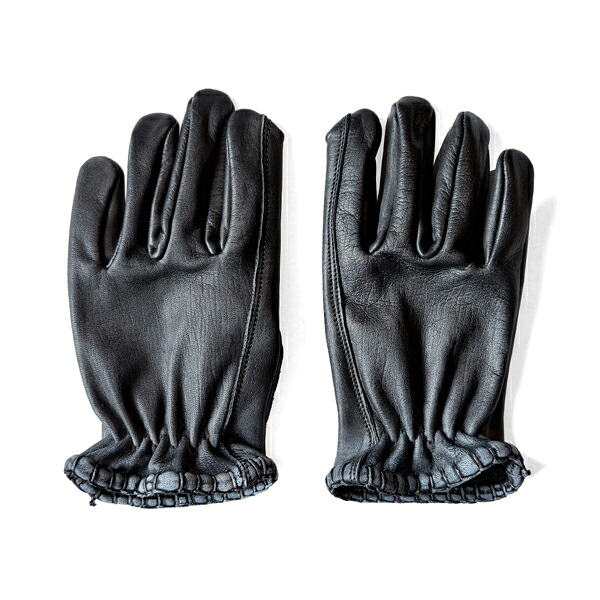 SIGNAL GLOVE(シグナルグローブ)No.06 BLACK × BLACK LACE AGED ブラック 黒 エイジング加工 ビンテージ加工 カウハイドレザー ストリート 本皮 牛革 バイクグローブ モーターサイクルグローブ 定番 ライダー チョッパーバイク レトロ|SPEED ADDICT 店