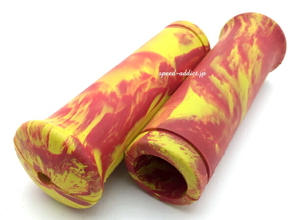 Nice!Motorcycle JACK HAMMER MARBLE GRIP（ナイスモーターサイクルジャックハマーマーブルグリップ）RED & YELLOW インチバー用 赤黄色インチ用ハーレー用ハンドル交換カスタム改造汎用輸入車用アメリカンバイクエボスポーツスター70s