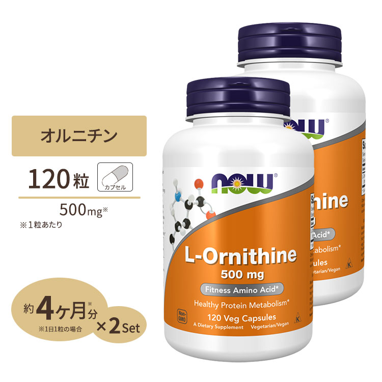 買得 2個セット L-オルニチン 500mg 120粒 NOW Foods ナウフーズ redinamica.com