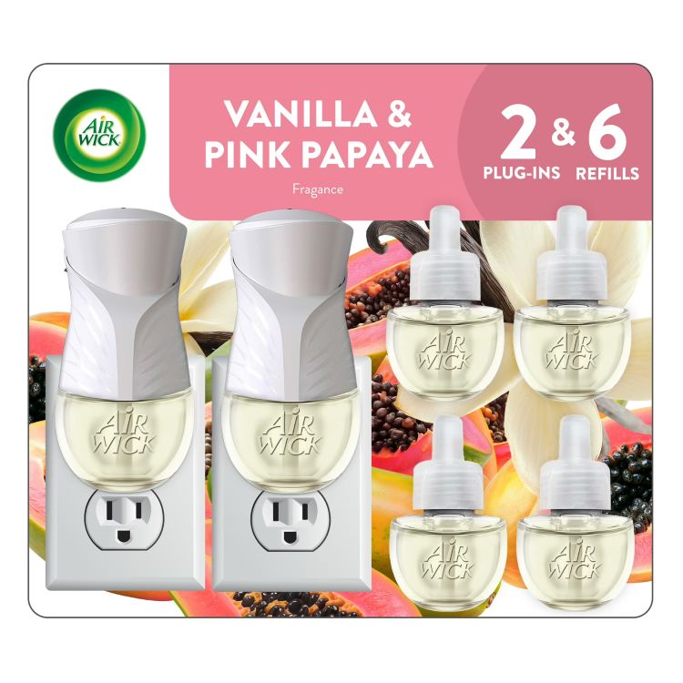 エアウィック プラグインオイル バニラ＆ピンクパパイヤ 8ピース Air Wick Plug-In Scented Oil Air Freshener Warmer Starter Kit, Vanilla and Pink Papaya 【お取り寄せ商品】