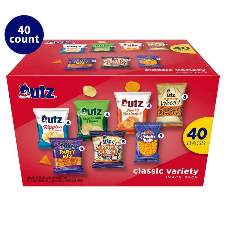 Utz クラシック スナック ボックス バラエティ パック 約28g 40 個入り Utz Classics Snack Box, Variety Pack, 1 oz, 40 Count 【お取り寄せ商品】【合わせて買いたい】｜アメリカサプリ専門スピードボディ