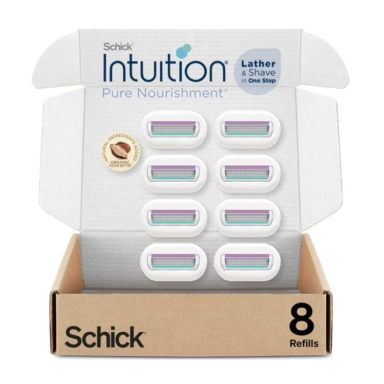 シック イントゥイション ピュアナリッシュメント レディース 替刃 4枚刃 8個 Schick Intuition Refill, Pure Nourishment Razors for Women 8 Count Razor Refills 【お取り寄せ商品】