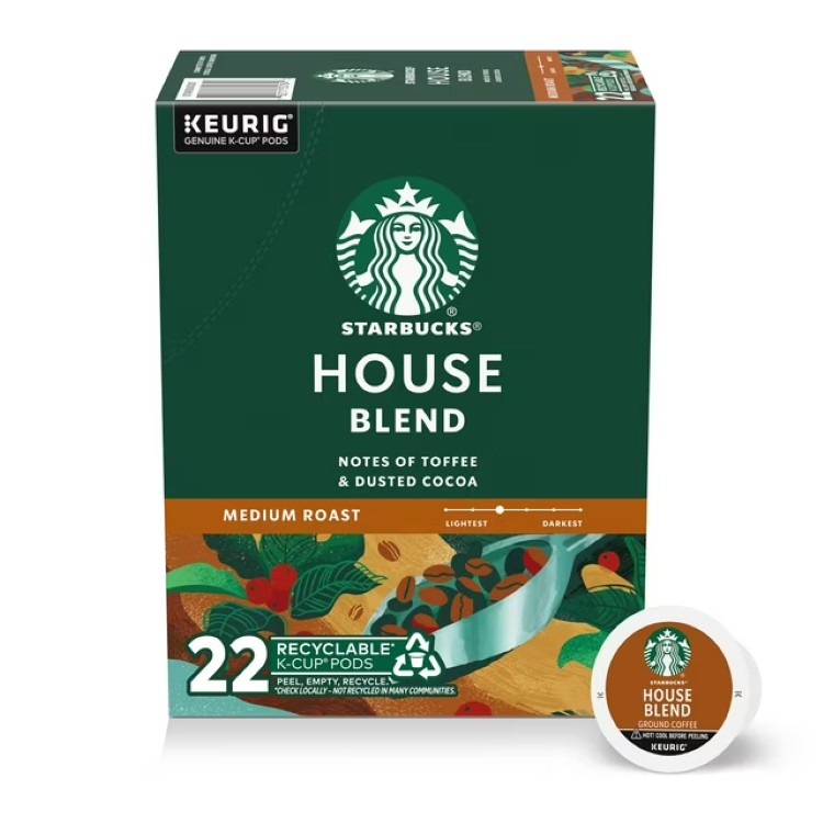 スターバックス ハウスブレンド ミディアムロースト Kカップ 22個 Starbucks House Blend, Hot or Iced Coffee, Medium Roast K-Cup Coffee Pods, 22 Count 【お取り寄せ商品】