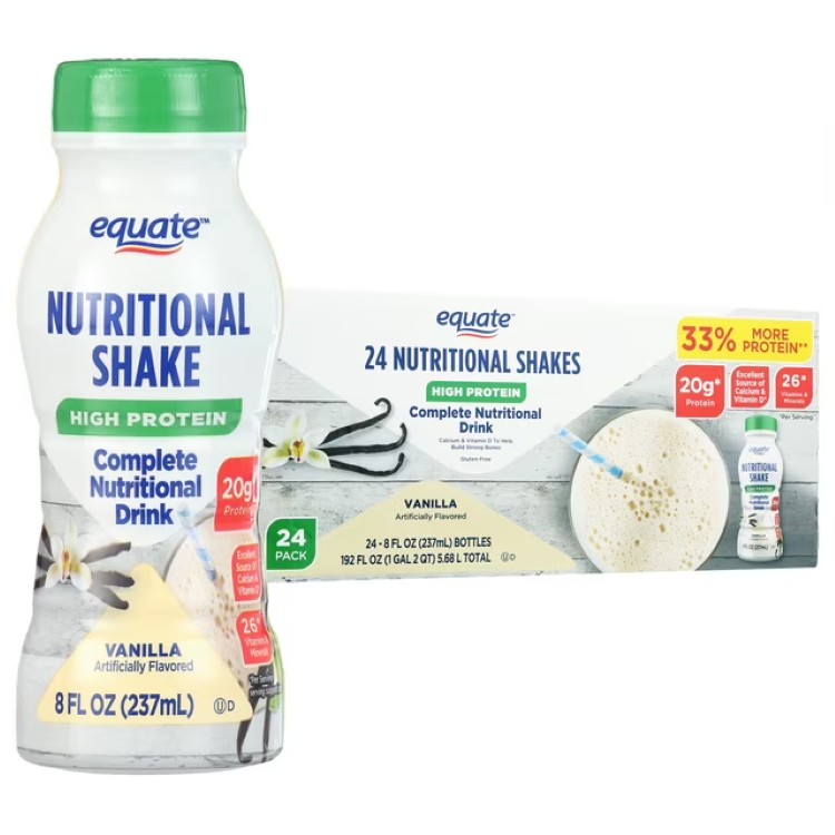 エクエート ハイプロテイン ニュートリションドリンク バニラ 237mL 24本 Equate High Protein Shake Nutrition Drink, Vanilla, 8 fl oz, 24 Count 【お取り寄せ商品】｜アメリカサプリ専門スピードボディ