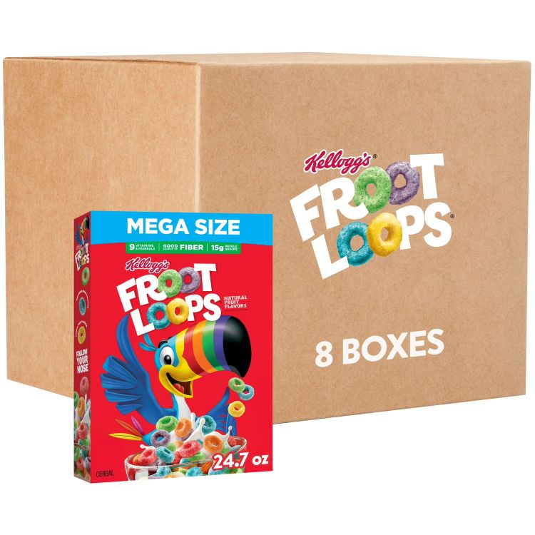 ケロッグ フルーツループ 朝食用シリアル メガサイズ 700g 8箱セット Kellogg's Froot Loops Breakfast Cereal Mega Size, 24.7 oz 8 pack 【お取り寄せ商品】｜アメリカサプリ専門スピードボディ