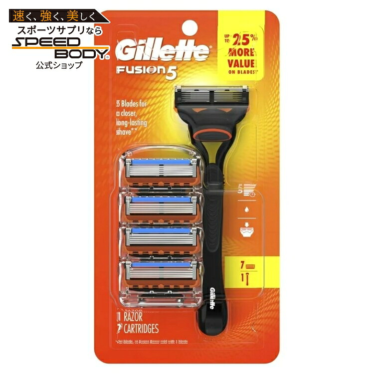 ジレット フュージョン5 メンズ 5枚刃 カミソリ 本体1本 替刃7個付 ブラック Gillette Fusion5 Razor Men 5 Blade Manual Razor ,1 Handle and 7 Blade Refills ,Black 【お取り寄せ商品】