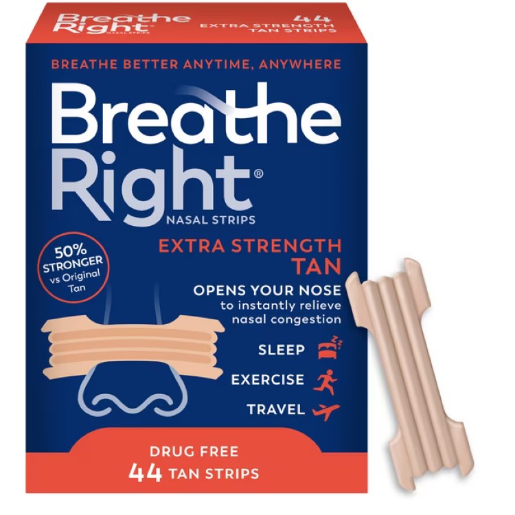 ブリーズライト 鼻腔拡張テープ エクストラストレングス タン 44枚 Breathe Right Extra Strength Nasal Strips, Tan, 44 Count 【お取り寄せ商品】