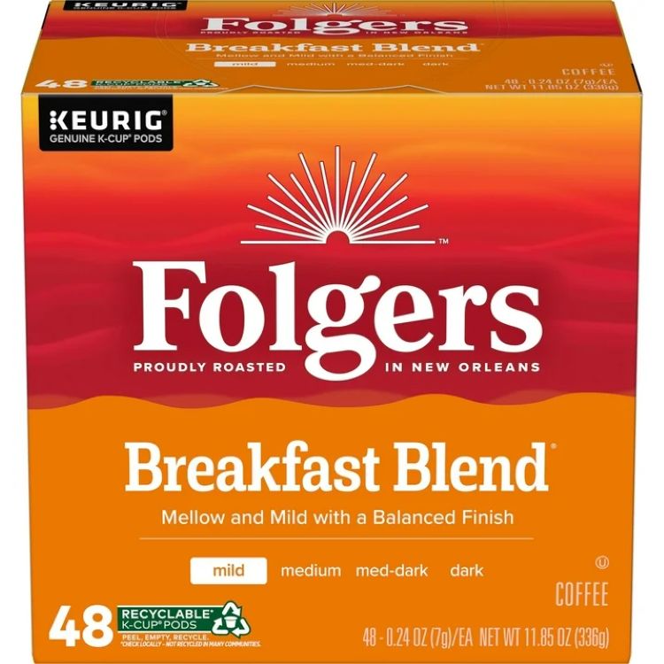 フォルジャーズ ブレックファーストブレンド マイルドロースト キューリグKカップ 48個入 Folgers Breakfast Blend, Mild Roast Coffee, Keurig K Cup Pods, 48 Count Box 【お取り寄せ商品】｜アメリカサプリ専門スピードボディ
