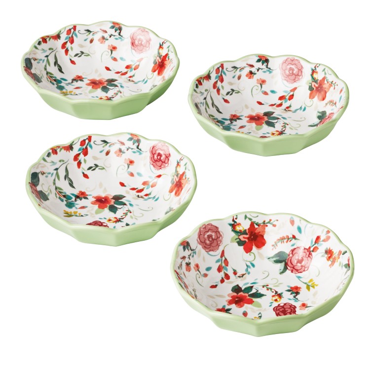 【ウォルマートブランド】パイオニアウーマン パスタボウルセット 4点 グリーン The Pioneer Woman Painted Meadow Green 4-Piece Ceramic Pasta Bowl Set 【お取り寄せ商品】