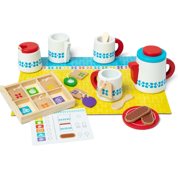 メリッサ&ダグ 20ピース ティーポット&サーブ 木製ティーセット Melissa & Doug 20-Piece Steep and Serve Wooden Tea Set【お取り寄せ商品】【合わせて買いたい】