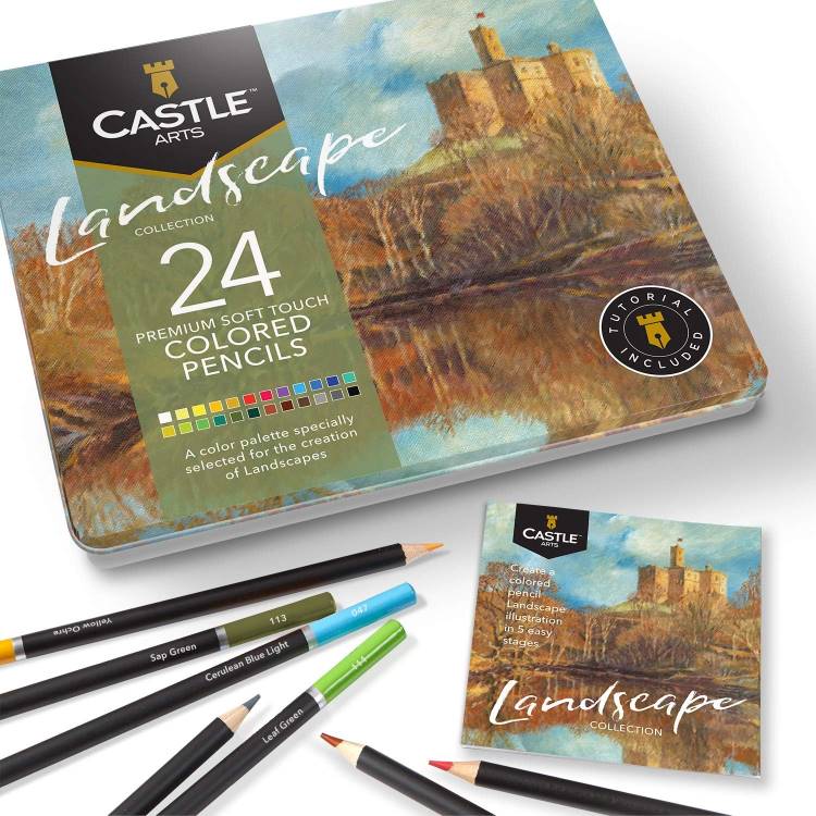 キャッスルアートサプライ 24色鉛筆セット ランドスケープ Castle Arts Themed 24 Colored Pencil Set in Tin Box, perfect colors for ‘Landscapes’. 【お取り寄せ商品】【合わせて買いたい】
