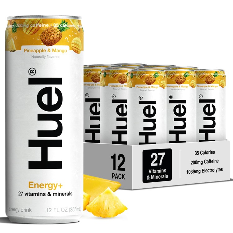 ヒュエル エナジー+ パイナップル＆マンゴー エナジードリンク 355ml 12本パック Huel Energy+ Pineapple & Mango Energy Drink 12 FL Oz, 12 Pack 【お取り寄せ商品】｜アメリカサプリ専門スピードボディ