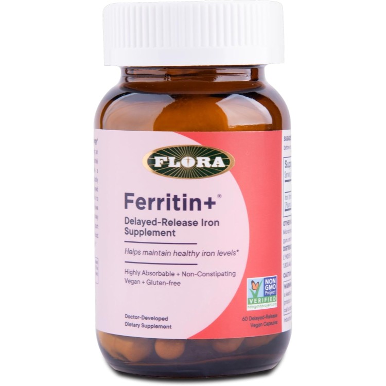 フローラ フェリチン プラス ディレイドリリース 鉄サプリメント 60ベジカプセル Flora Ferritin+ Delayed-Release Iron Supplement 60 Vegan Capsules 【お取り寄せ商品】