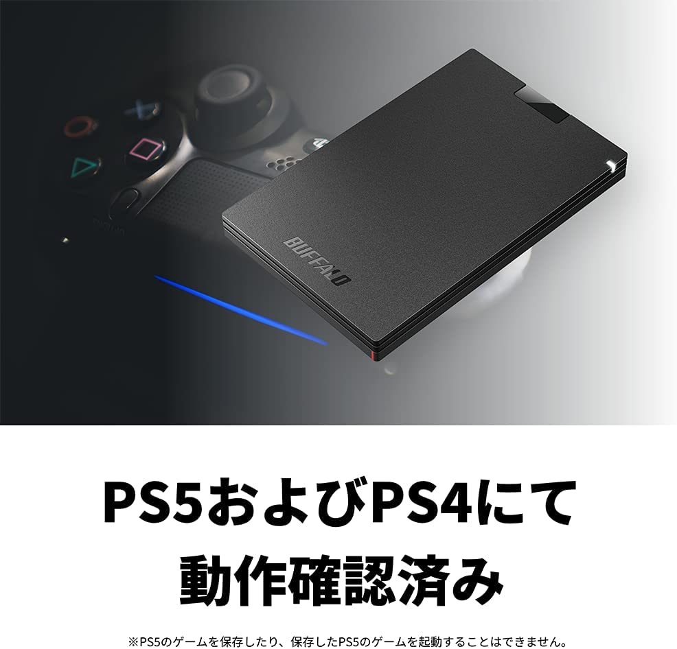 【新品】1週間以内発送バッファローSSD外付け1.0TBUSB3.2Gen1ポータブルコンパクトPS5/PS4対応(メーカー動作確認済)ブラックSSD-PG1.0U3-BC/N