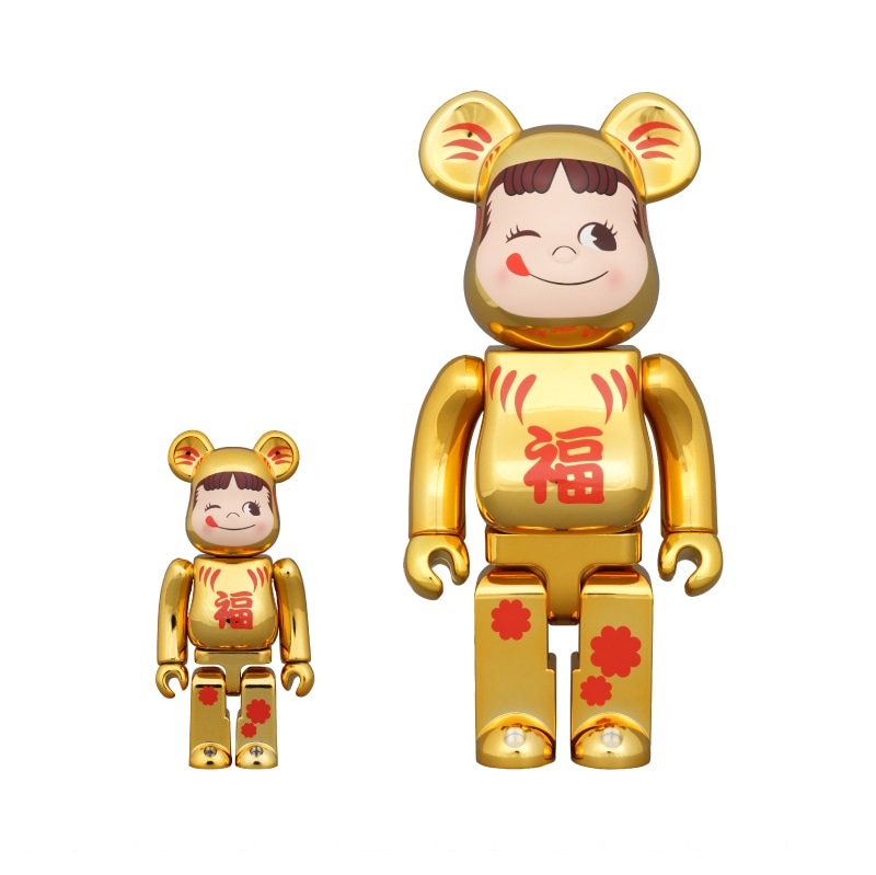【新品】１週間以内発送 BE@RBRICK 達磨 ペコちゃん 金メッキ 100% & 400%　ダルマ 縁起 新年 飾り インテリア フィギュア ベアブリック コレクション｜SPW店