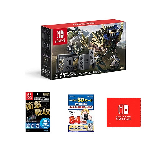 新品 1週間以内発送 Nintendo Switch モンスターハンターライズ スペシャルエディション 任天堂ライセンス商品 Nintendo Switch専用液晶保護フィルム 多機能 マイクロsdカード Switch対応 64gb Nintendo Switch ロゴデザイン マイクロファイバークロス 同梱 新品 正規品