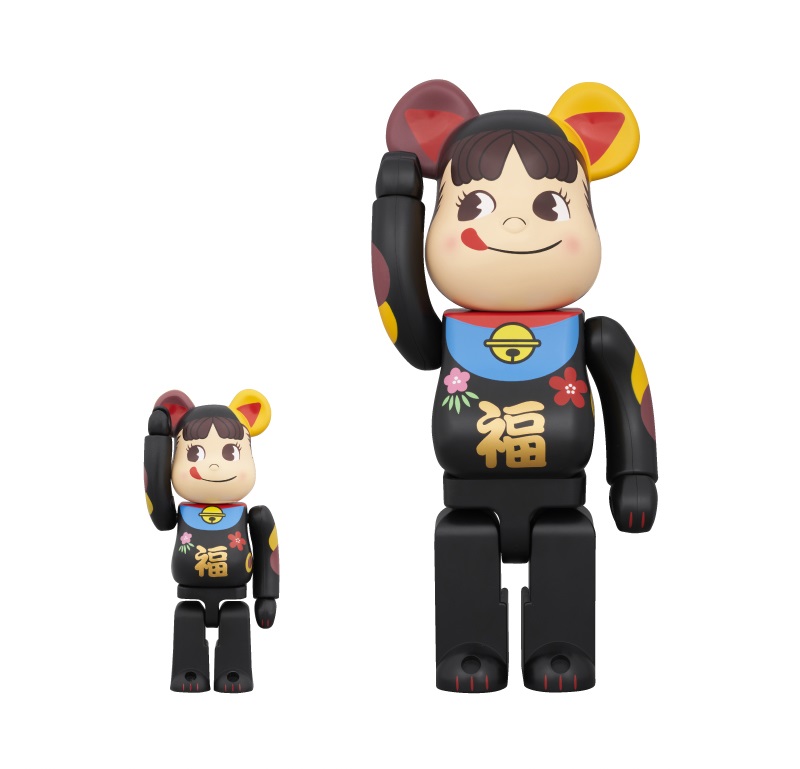 楽天市場】BE@RBRICK 招き猫 ペコちゃん 白メッキ 蓄光ミルキー