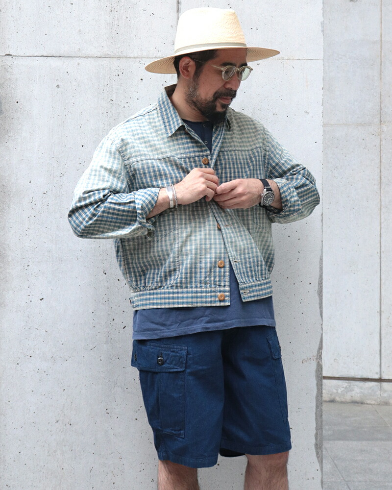 ナイジェル・ケーボン OX\u0027ED SILVER FARMER JACKET PALAKA CHECK \u003cBR\u003eBLUE \u003cBR\u003eNIGEL CABOURN