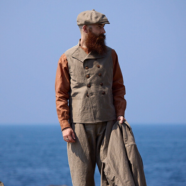≪引き換え証!客体商いもの≫ ナイジェル・ケーボン OX\u0027ED SILVER FISHERMAN VEST KURE KAKISHIBU DARK BROWN NIGEL CABOURN