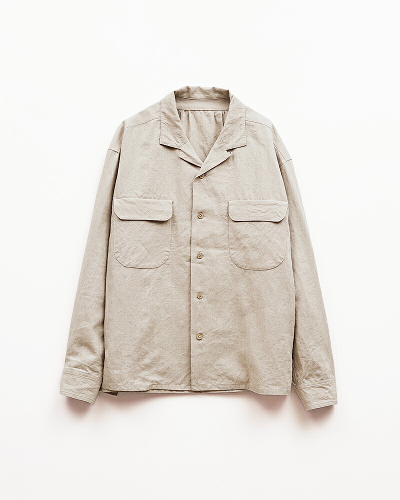 ナイジェル・ケーボン OX'ED SILVER FARMER OPEN COLLAR SHIRT IVORY NIGEL CABOURN 開襟シャツ ｜SPEEDWAY