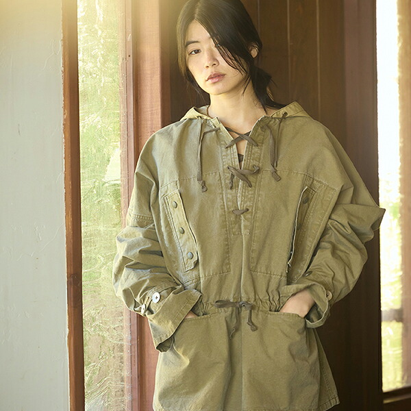 ナイジェル・ケーボン ウーマン 1950s GERMAN SMOCK RIPSTOP GREEN MAIN LINE NIGEL CABOURN WOMAN