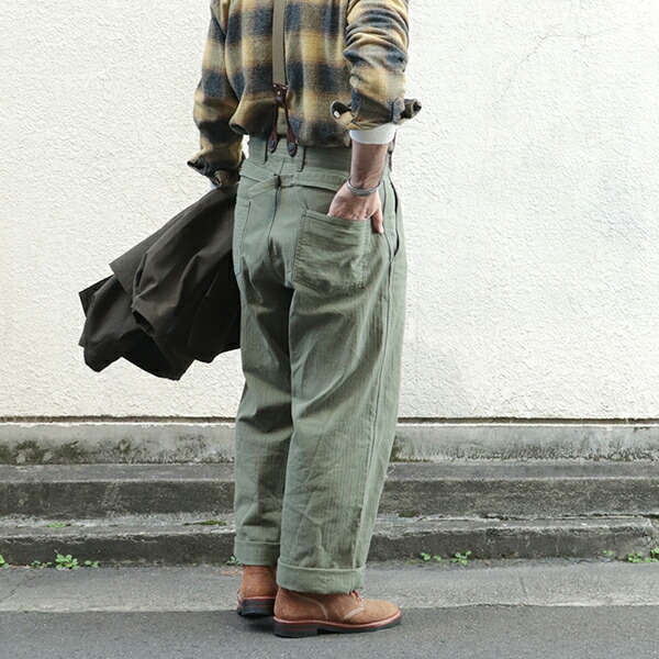 ≪引き換え証!客体商いもの≫ ナイジェル・ケーボン 別注ひな形 M43 MODIFY MIX PANT SZ HERRINGBONE GREEN NIGEL CABOURN