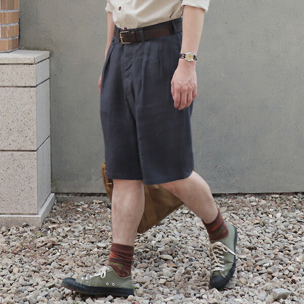 フリーホイーラーズ (SIZE: W30-W36) WILD CANYON SHORTS VINTAGE STYLE LINEN TWILL CHARCOAL GRAY FREEWHEELERS