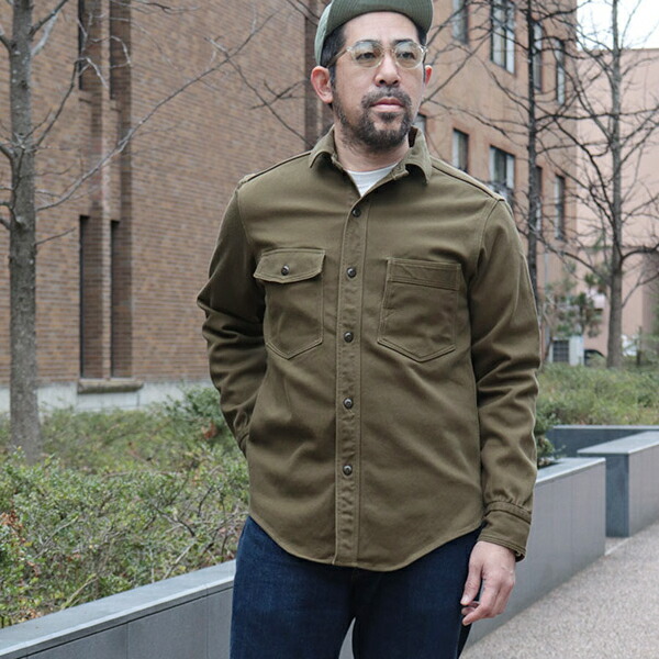 フリーホイーラーズ GEMSA WORK SHIRT ORIGINAL COTTON HARD TWIST KERSEY KHAKI OLIVE FREEWHEELERS