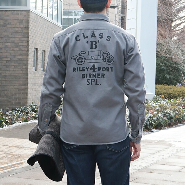 フリーホイーラーズ GEMSA WORK SHIRT 1947 Birner RILEY 4 PORT SPECIAL ORIGINAL COTTON HARD TWIST KERSEY STEEL GRAY FREEWHEELERS