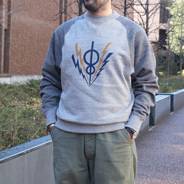 フリーホイーラーズ FREEDOM SLEEVE DOUBLE V SWEAT SHIRT HARPER HOT IRONS V8 SPECIAL HEAVY WEIGHT FLEECE MIX GRAY × GRAINED CHARCOAL GRAY FREEWHEELERS