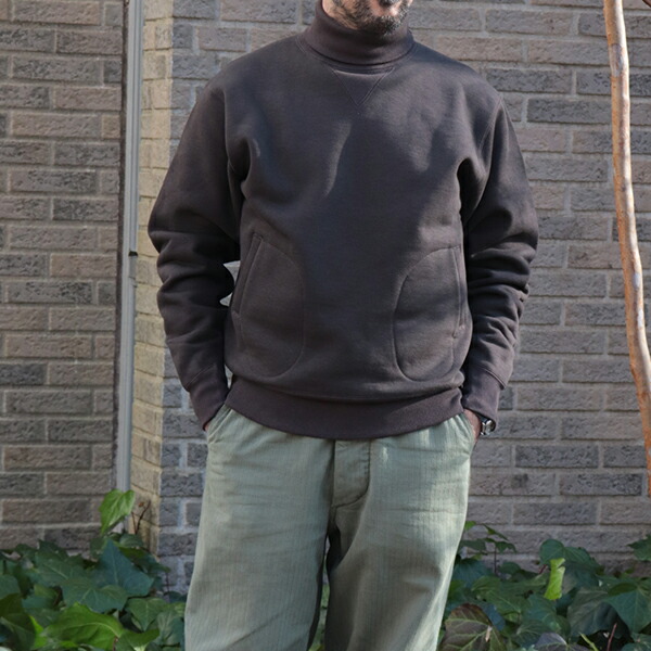 フリーホイーラーズ TURTLE NECK SWEAT SHIRT SPECIAL HEAVY WEIGHT FLEECE JET BLACK × CHARCOAL BLACK FREEWHEELERS