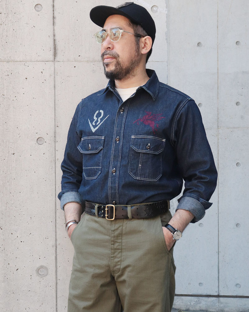フリーホイーラーズ BIRNER MECHANIC SHIRT HOTRODDER CUSTOM V8 ROADSTER CUSTOM MODEL VINTAGE STYLE 8.5oz INDIGO DENIM FREEWHEELERS ｜SPEEDWAY