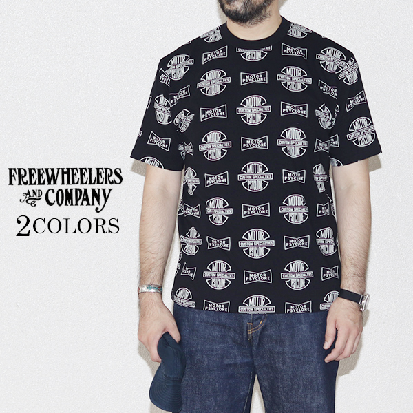フリーホイーラーズ T-SHIRT MOTOR PSYCLONE ALL OVER PRINT MOTOR PSYCLONE GARAGE SERIES SET-IN SLEEVE T-SHIRT 2 COLORS FREEWHEELERS ｜SPEEDWAY