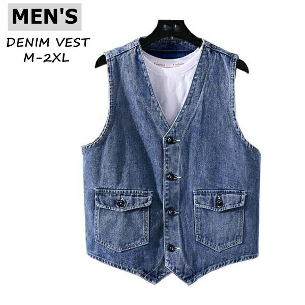 楽天市場】ベスト デニム メンズ 7ポケット 多機能デニムベスト 全3色