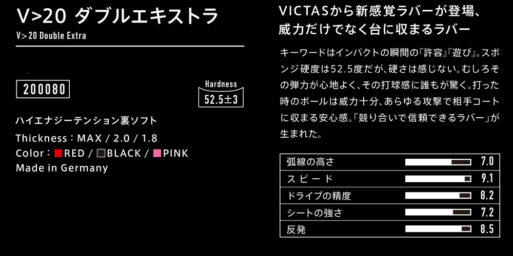 直営店に限定 ダブルエキストラ2000800040 20 裏ソフトラバー ヴィクタス卓球卓球 VICTAS V テンション系 卓球