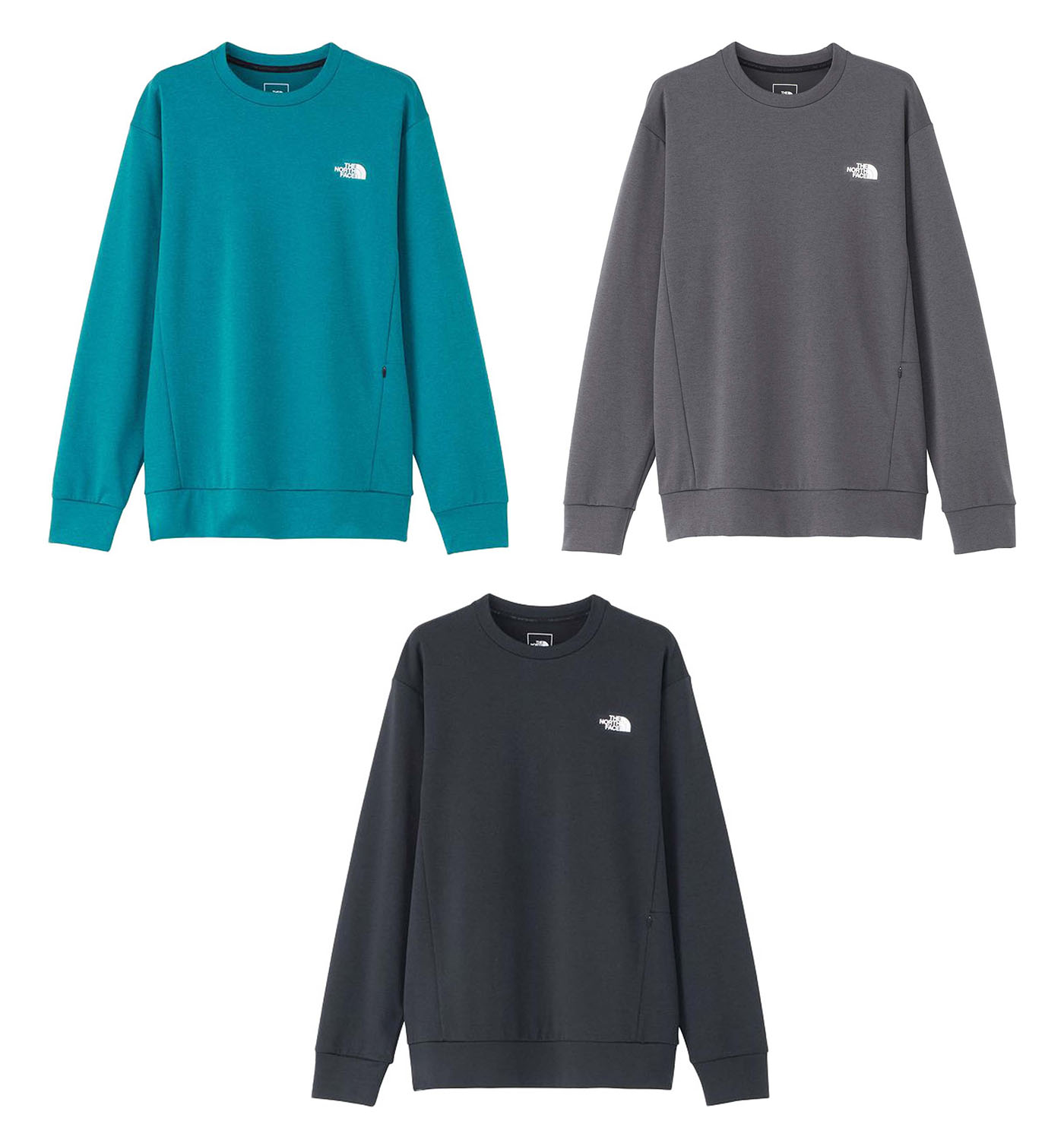 【7月26日2時まで 最大4％OFFクーポン＆P最大10倍】 ザ・ノース・フェイス THE NORTH FACE アウトドア モーションクルー メンズ 長袖 トップス スウェット 速乾 軽量 紫外線 UVカット 抗菌防臭 普段着 シンプル トレーニング ストレッチ性 ファスナーポケット NT32496｜ゴトウスポーツ（SPG-SPORTS）