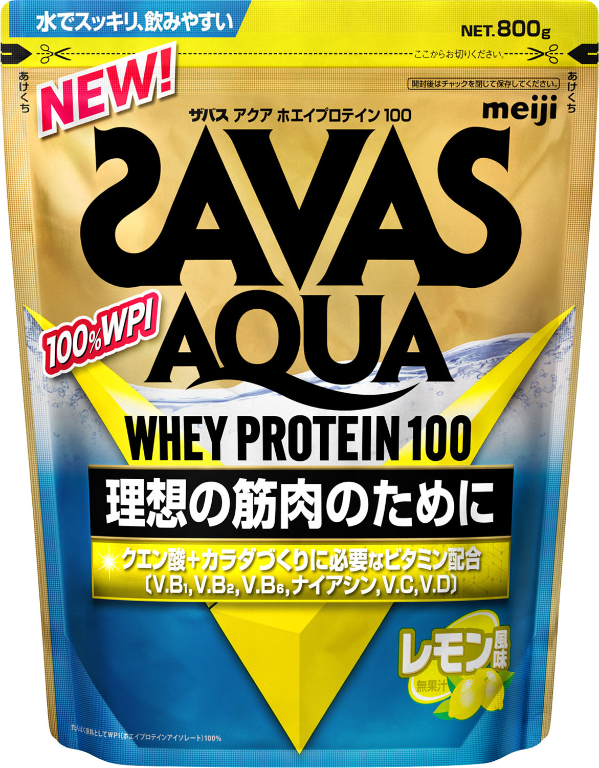 【4月10日まで 最大4％OFFクーポン＆P最大10倍】 ザバス SAVAS ザバス アクア ホエイプロテイン100 レモン風味 800g トレーニング ジム ぷろていん クエン酸 ビタミン 2633099